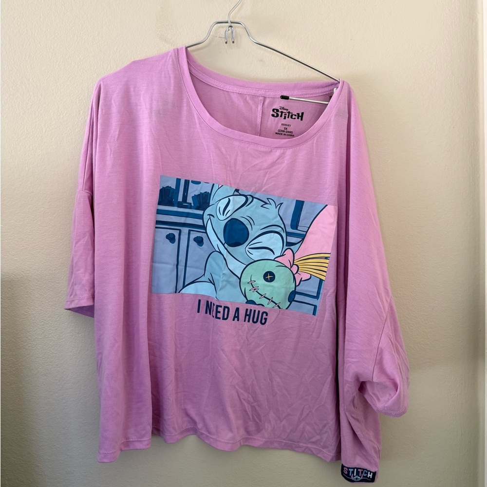 Disney Pink Stitch Logo Tee